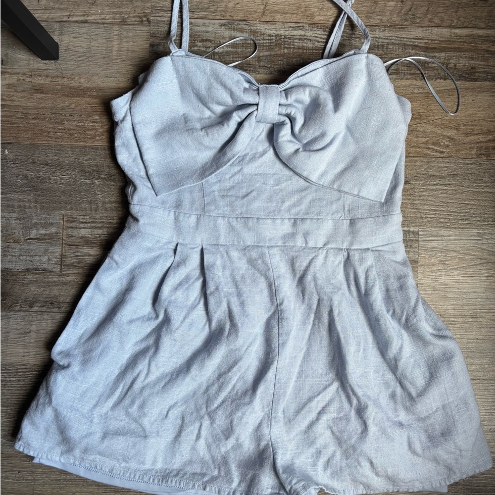 Blue bow romper